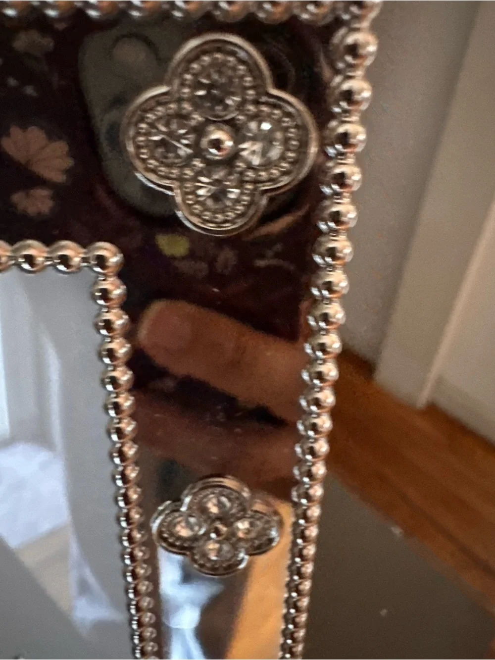 Lawrence Home Silver Beaded Floral 5x7 Picture Frame